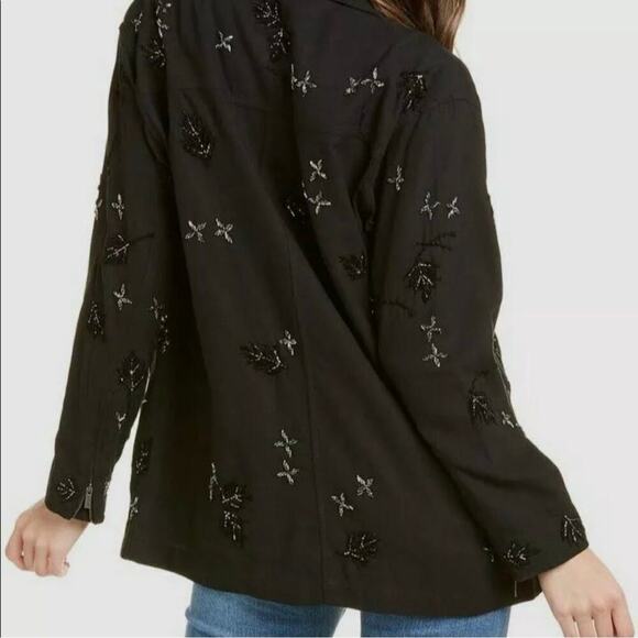NWT The Kooples Metallic Beaded & Embroidered Jacket Black Women’s Size Small/ 4 - Picture 2 of 14